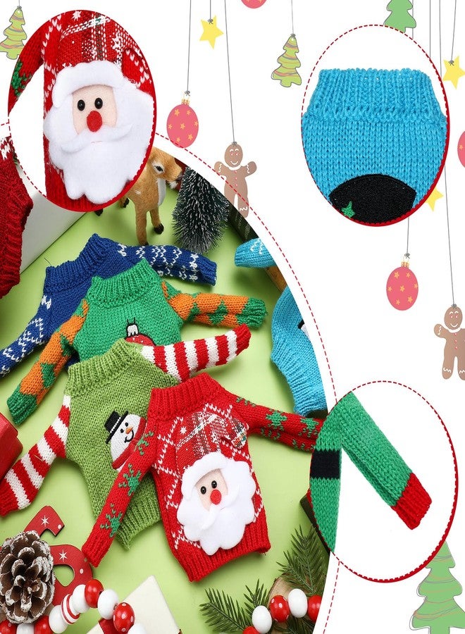 Aoriher 9 Pcs Christmas Accessories Clothes Accessory Sweater Set Knitted Clothing Elk Christmas Tree Snowflake Print Set (Elk Style) - Image 3